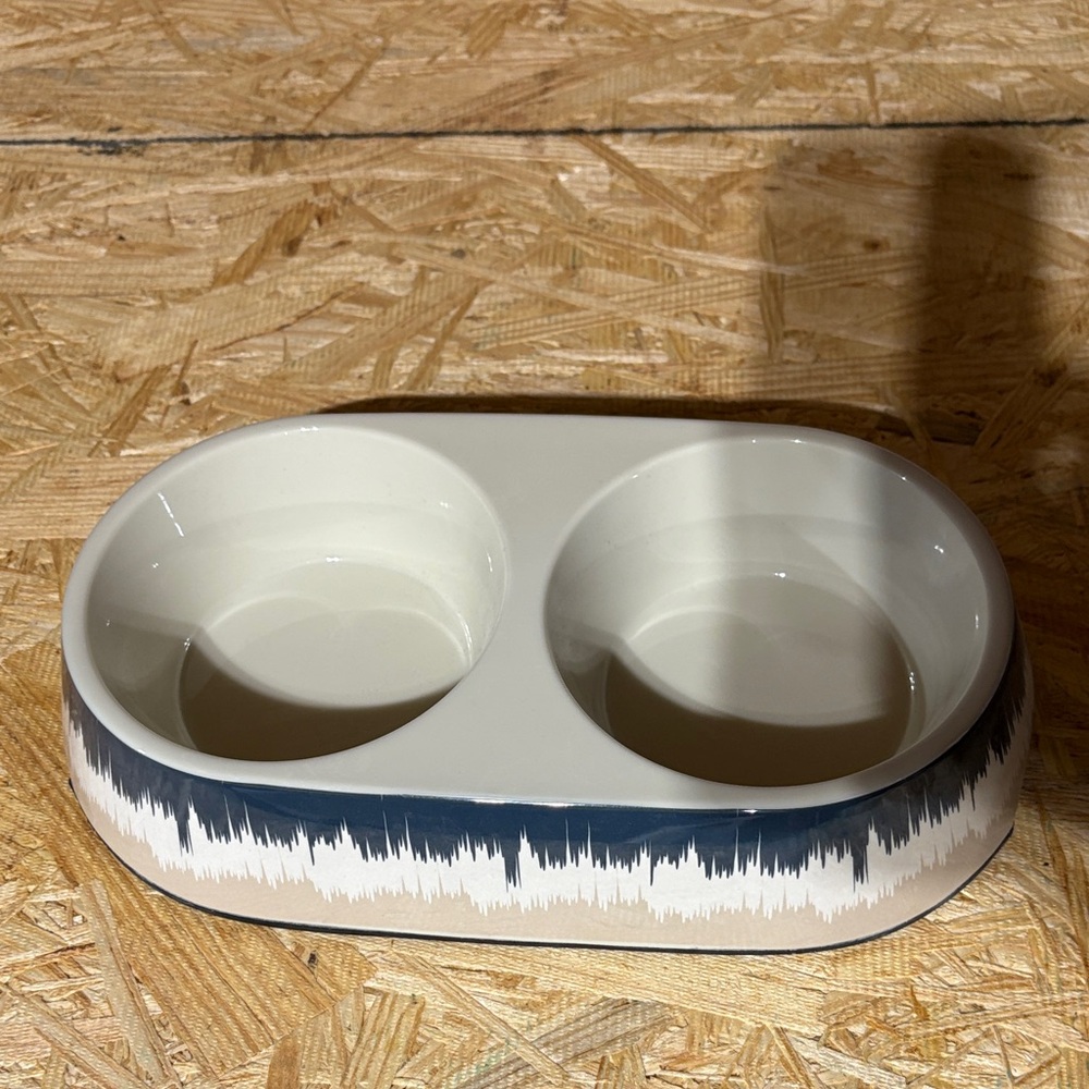 Pet Bowl with Blue and White Design